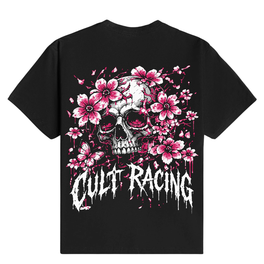 Pink Blossom Skull - T-Shirt
